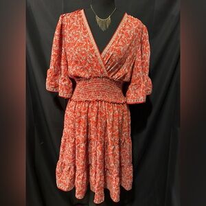 SOLD!!! Max Studio Red Floral Midi Dress